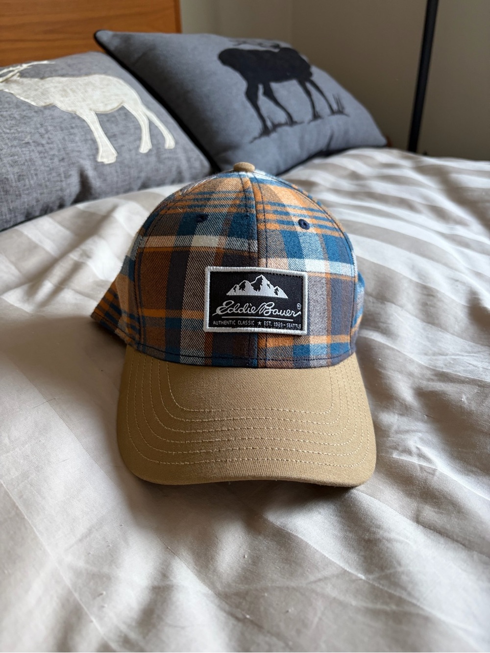Eddie Bauer Blue Plaid Baseball Cap